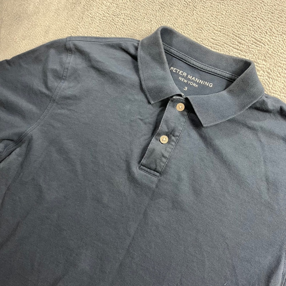 Peter Manning New York Mens Navy Blue Pima Cotton Polo Shirt Size 3
